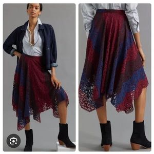 Anthropologie Lace Handkerchief Midi Skirt